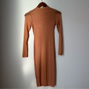 Elegant Tan Long Sleeve Dress